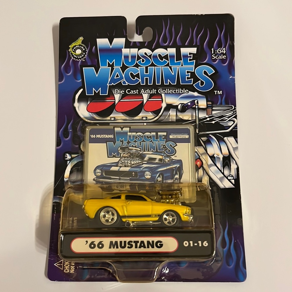 Fun Line Muscle Machines Yellow ‘66 Mustang 1:64 scale. 01-16 Die cast